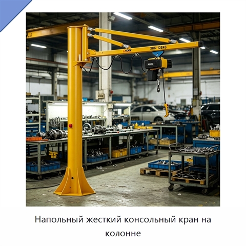 Напольный жесткий консольный кран на колонне