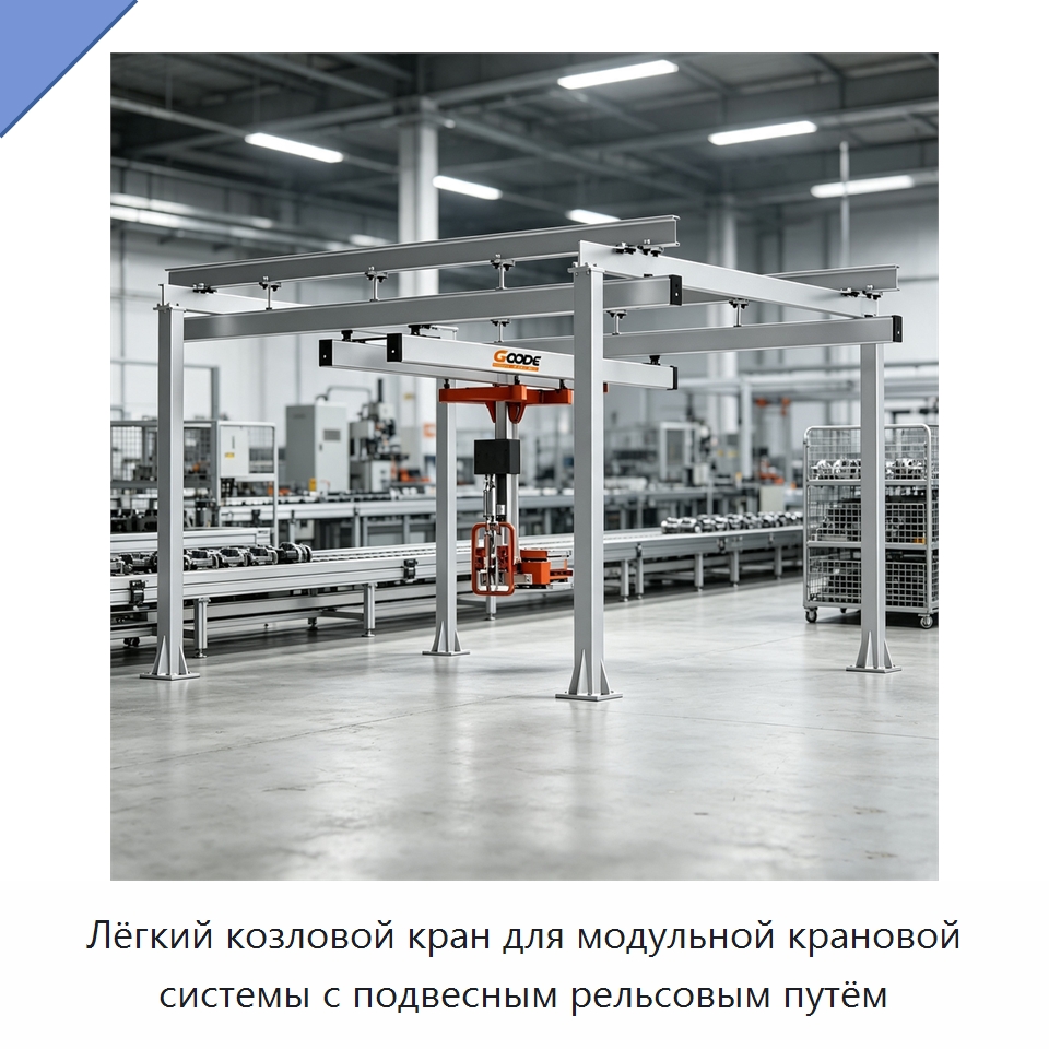 Лёгкий козловой кран для модульной крановой системы с подвесным рельсовым путём — Краны