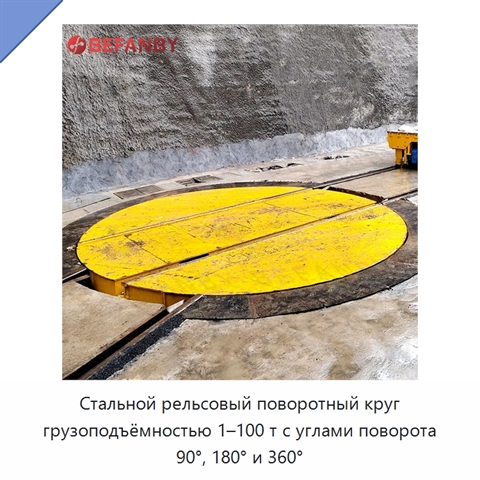Стальной рельсовый поворотный круг грузоподъёмностью 1–100 т с углами поворота 90°, 180° и 360°