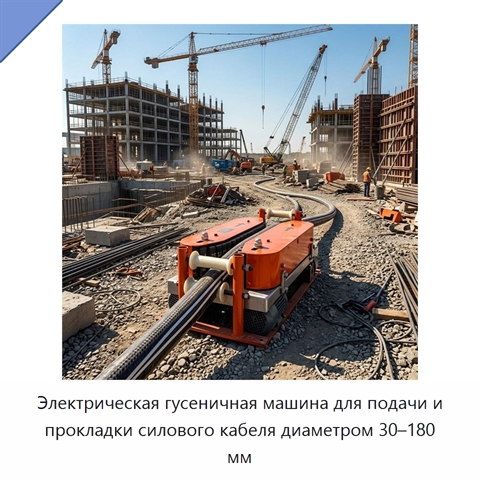Электрическая гусеничная машина для подачи и прокладки силового кабеля диаметром 30–180 мм