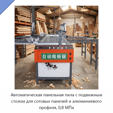 Автоматическая панельная пила с подвижным столом для сотовых панелей и алюминиевого профиля, 0,8 МПа