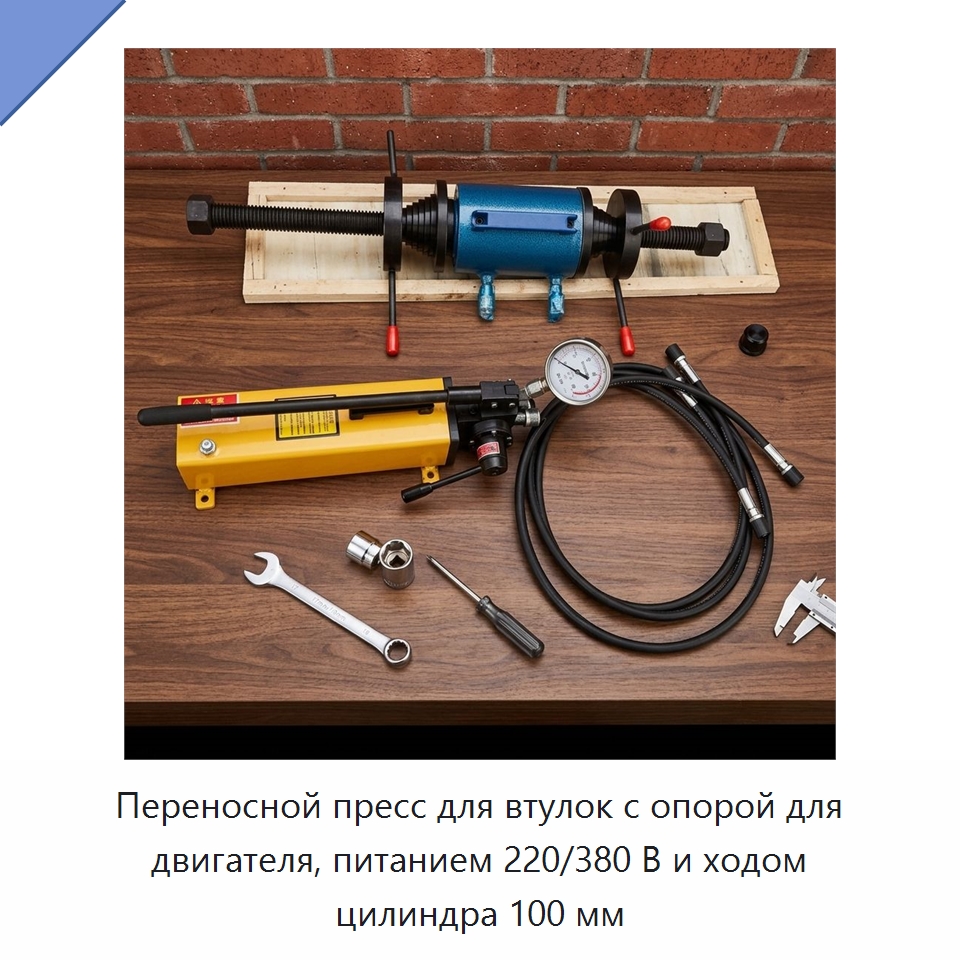 Переносной пресс для втулок с опорой для двигателя, питанием 220/380 В и ходом цилиндра 100 мм — Запчасти для строительной техники