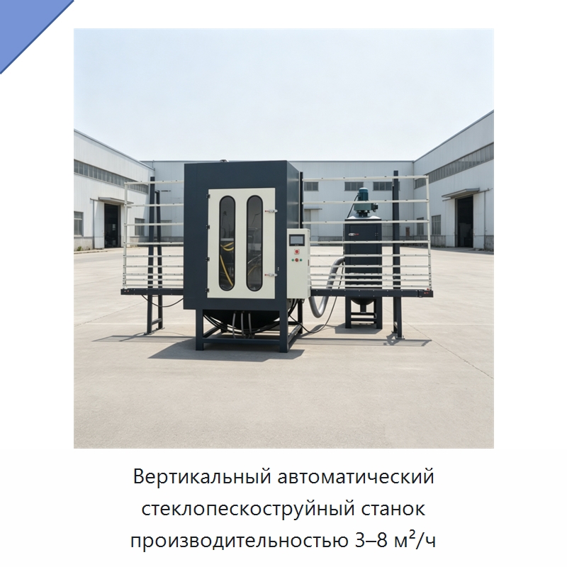 Вертикальный автоматический стеклопескоструйный станок производительностью 3–8 м²/ч — Оборудование для производства стекла
