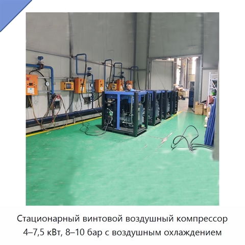 Стационарный винтовой воздушный компрессор 4–7,5 кВт, 8–10 бар с воздушным охлаждением