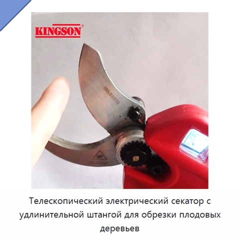 Телескопический электрический секатор с удлинительной штангой для обрезки плодовых деревьев