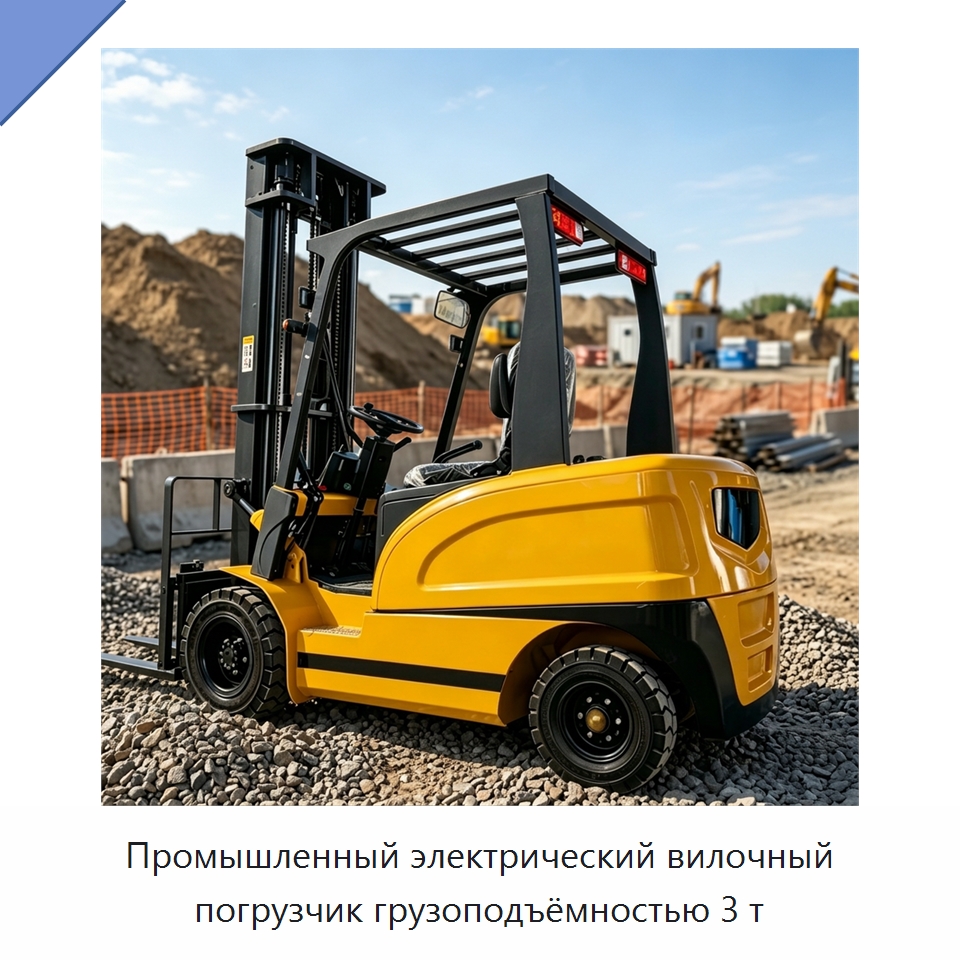 Промышленный электрический вилочный погрузчик грузоподъёмностью 3 т — Специальная строительная техника