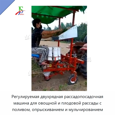 Регулируемая двухрядная рассадопосадочная машина для овощной и плодовой рассады с поливом, опрыскиванием и мульчированием