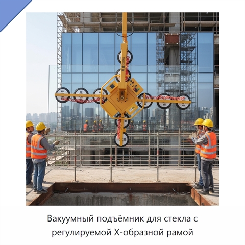 Вакуумный подъёмник для стекла с регулируемой X-образной рамой