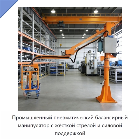 Промышленный пневматический балансирный манипулятор с жёсткой стрелой и силовой поддержкой