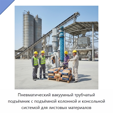 Пневматический вакуумный трубчатый подъёмник с подъёмной колонной и консольной системой для листовых материалов
