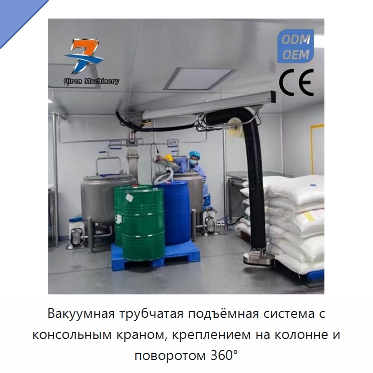 Вакуумная трубчатая подъёмная система с консольным краном, креплением на колонне и поворотом 360° — Вакуумные грузозахваты