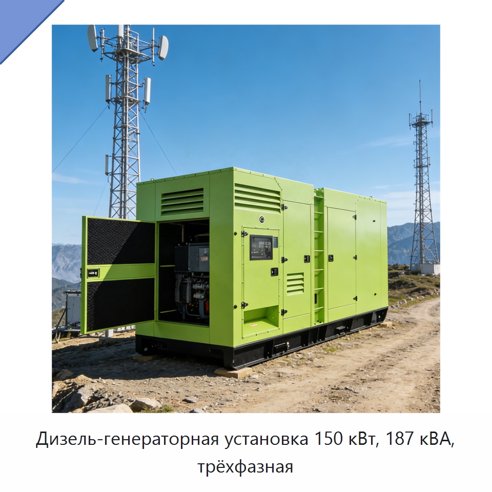 Дизель-генераторная установка 150 кВт, 187 кВА, трёхфазная — Дизельные генераторы