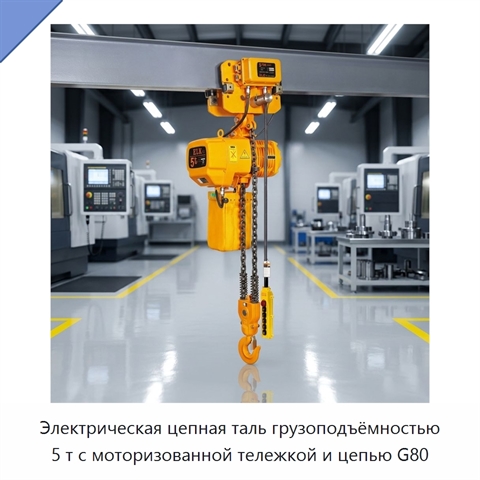 Электрическая цепная таль грузоподъёмностью 5 т с моторизованной тележкой и цепью G80