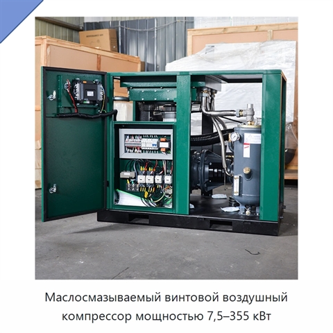 Маслосмазываемый винтовой воздушный компрессор мощностью 7,5–355 кВт