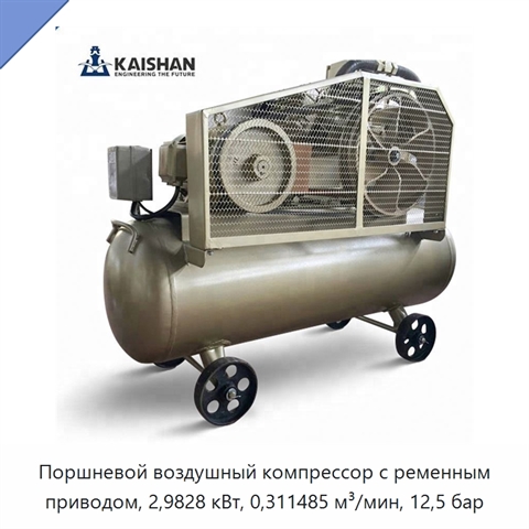 Поршневой воздушный компрессор с ременным приводом, 2,9828 кВт, 0,311485 м³/мин, 12,5 бар