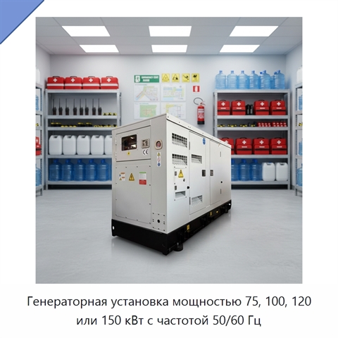 Генераторная установка мощностью 75, 100, 120 или 150 кВт с частотой 50/60 Гц