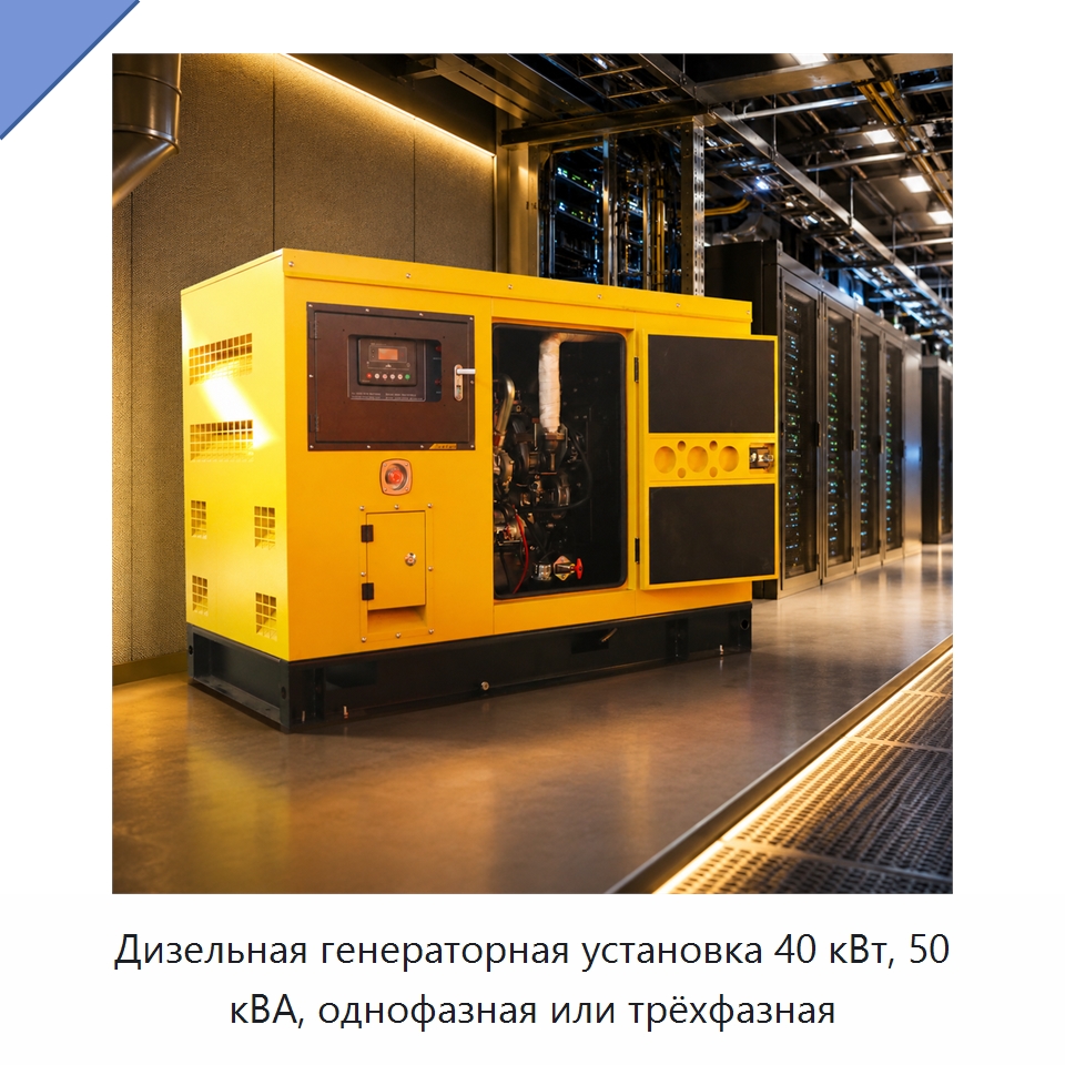 Дизельная генераторная установка 40 кВт, 50 кВА, однофазная или трёхфазная — Дизельные генераторы