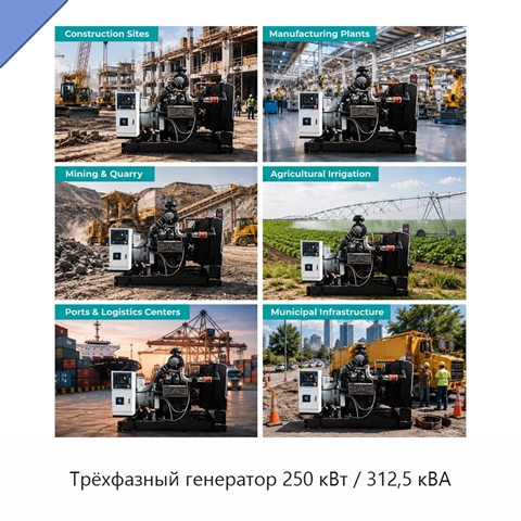 Трёхфазный генератор 250 кВт / 312,5 кВА
