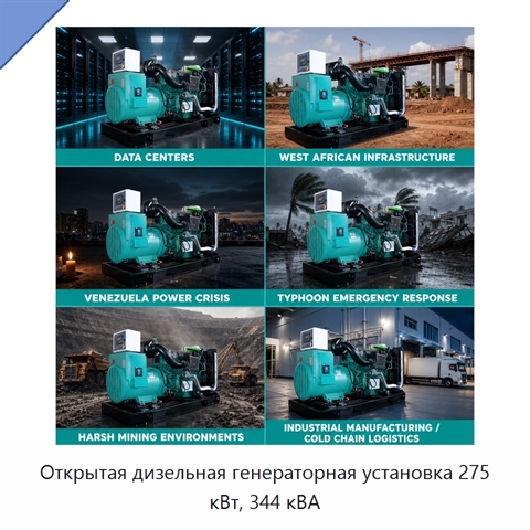 Открытая дизельная генераторная установка 275 кВт, 344 кВА