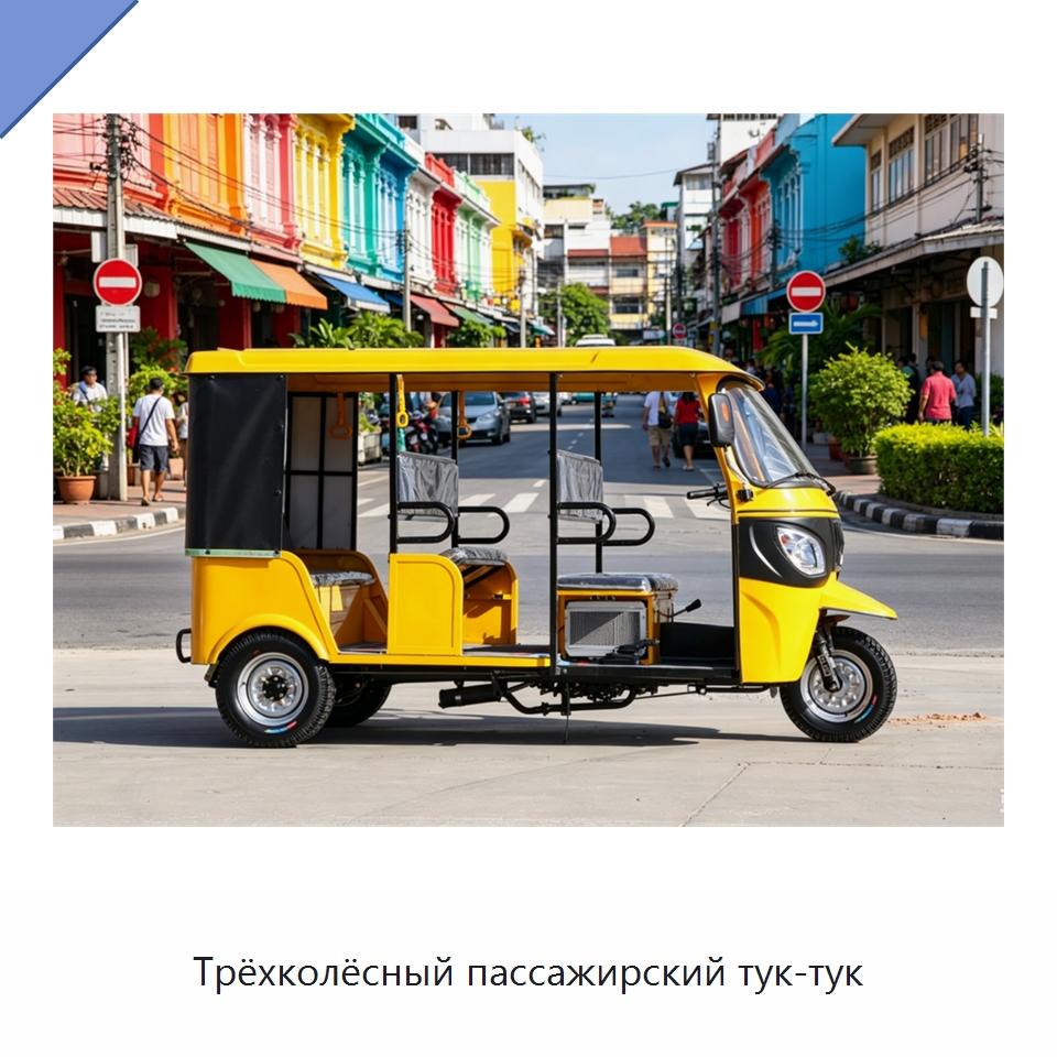 Трёхколёсный пассажирский тук-тук — Специальные машины и промышленное оборудование