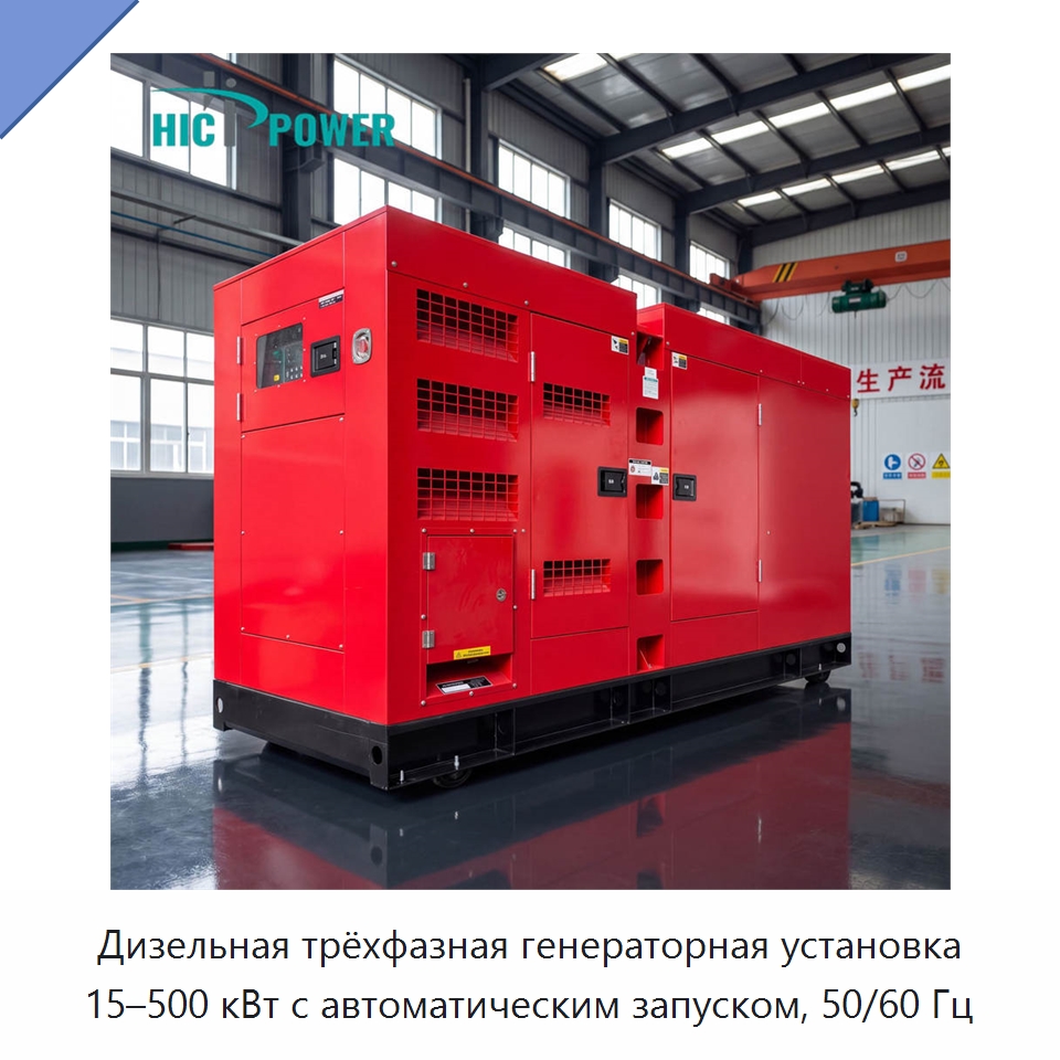 Дизельная трёхфазная генераторная установка 15–500 кВт с автоматическим запуском, 50/60 Гц — Дизельные генераторы
