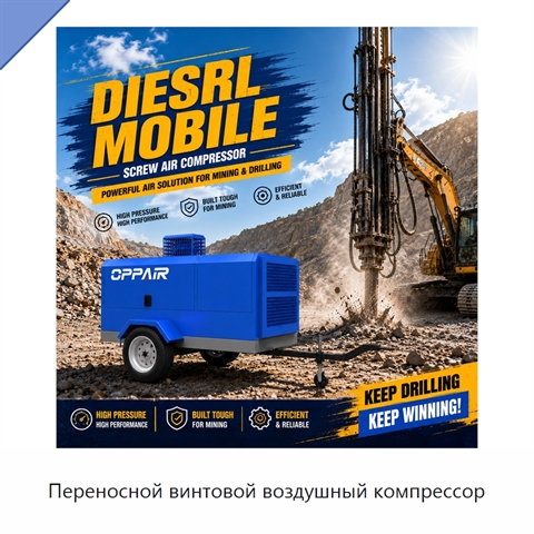 Переносной винтовой воздушный компрессор