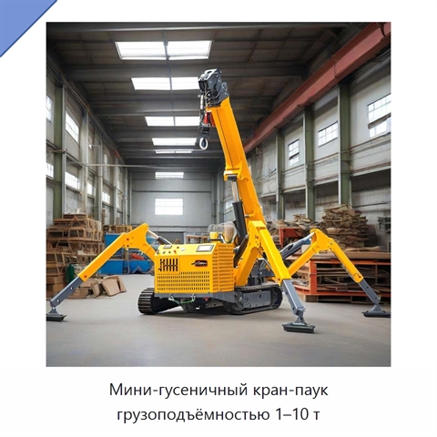 Мини-гусеничный кран-паук грузоподъёмностью 1–10 т
