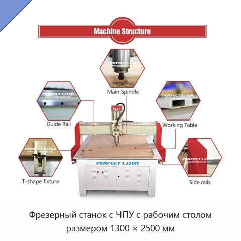 Фрезерный станок с ЧПУ с рабочим столом размером 1300 × 2500 мм