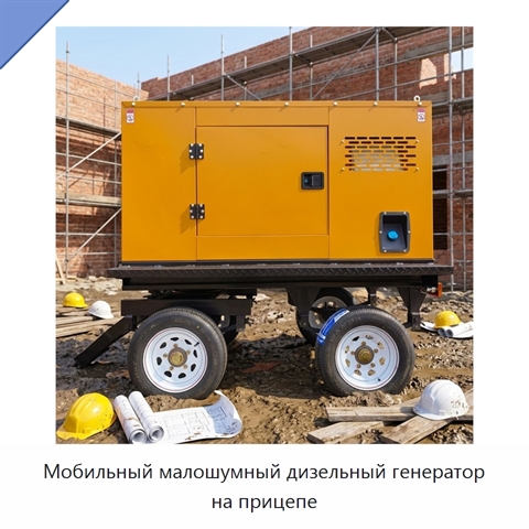 Мобильный малошумный дизельный генератор на прицепе