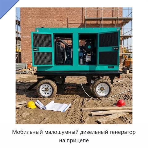 Мобильный малошумный дизельный генератор на прицепе