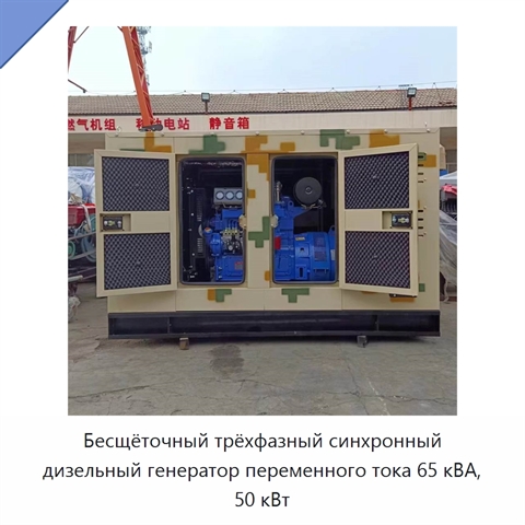 Бесщёточный трёхфазный синхронный дизельный генератор переменного тока 65 кВА, 50 кВт