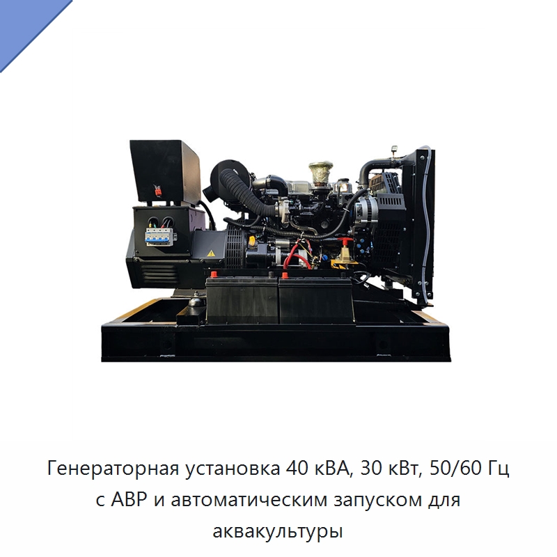 Генераторная установка 40 кВА, 30 кВт, 50/60 Гц с АВР и автоматическим запуском для аквакультуры — Дизельные генераторы
