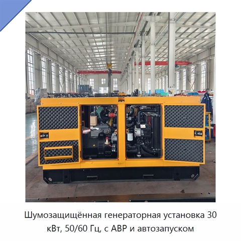 Шумозащищённая генераторная установка 30 кВт, 50/60 Гц, с АВР и автозапуском