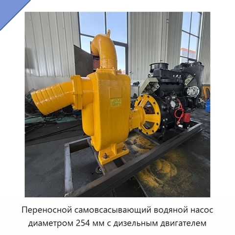 Переносной самовсасывающий водяной насос диаметром 254 мм с дизельным двигателем