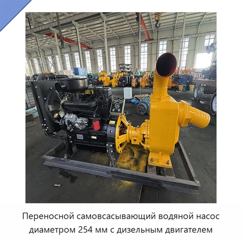 Переносной самовсасывающий водяной насос диаметром 254 мм с дизельным двигателем
