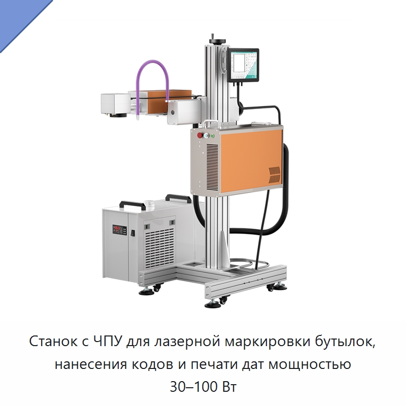 Станок с ЧПУ для лазерной маркировки бутылок, нанесения кодов и печати дат мощностью 30–100 Вт — Лазерные маркировочные станки