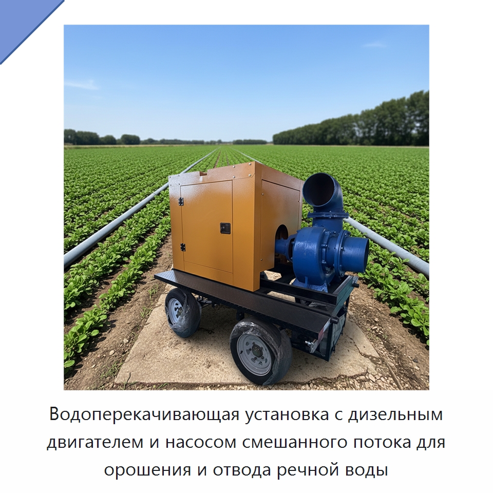 Водоперекачивающая установка с дизельным двигателем и насосом смешанного потока для орошения и отвода речной воды — Насосы