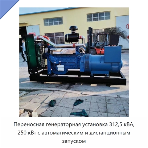 Переносная генераторная установка 312,5 кВА, 250 кВт с автоматическим и дистанционным запуском
