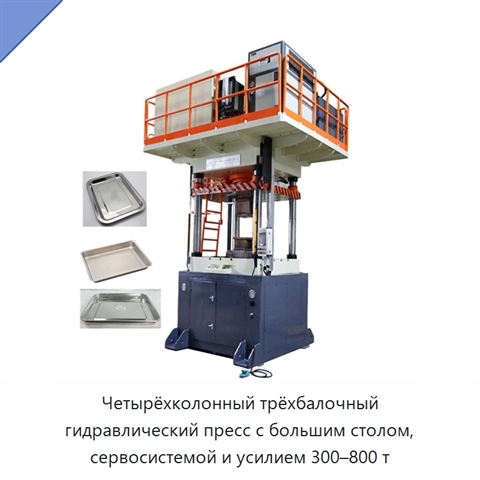 Четырёхколонный трёхбалочный гидравлический пресс с большим столом, сервосистемой и усилием 300–800 т