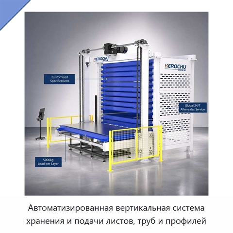 Автоматизированная вертикальная система хранения и подачи листов, труб и профилей