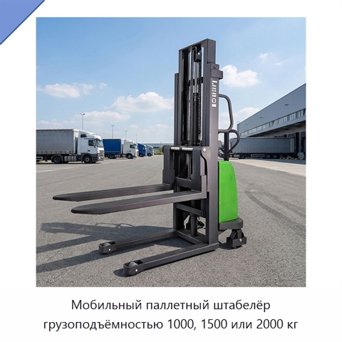 Мобильный паллетный штабелёр грузоподъёмностью 1000, 1500 или 2000 кг