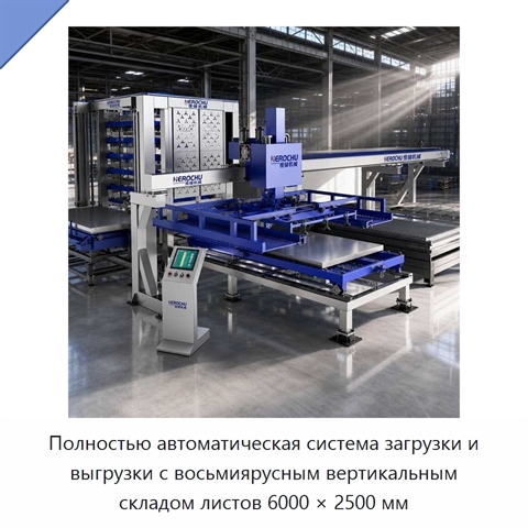 Полностью автоматическая система загрузки и выгрузки с восьмиярусным вертикальным складом листов 6000 × 2500 мм