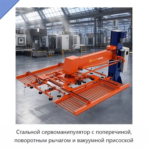 Стальной сервоманипулятор с поперечиной, поворотным рычагом и вакуумной присоской