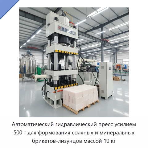 Автоматический гидравлический пресс усилием 500 т для формования соляных и минеральных брикетов-лизунцов массой 10 кг