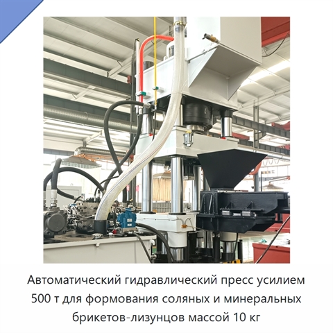Автоматический гидравлический пресс усилием 500 т для формования соляных и минеральных брикетов-лизунцов массой 10 кг