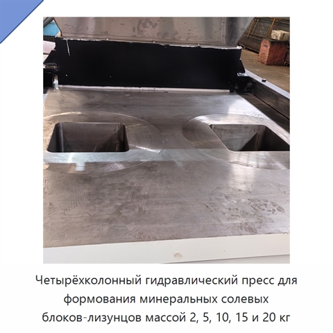 Четырёхколонный гидравлический пресс для формования минеральных солевых блоков-лизунцов массой 2, 5, 10, 15 и 20 кг