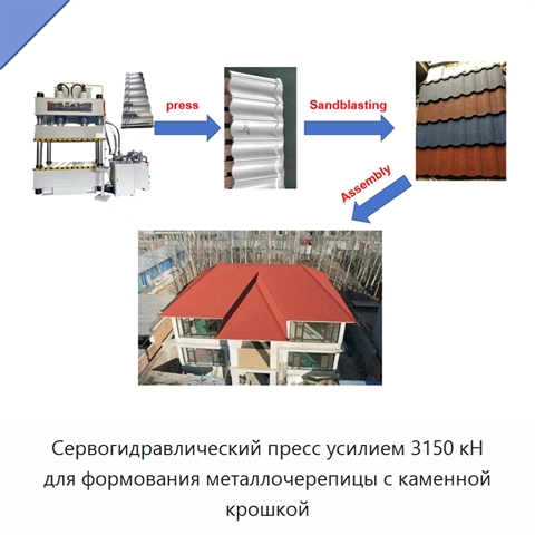 Сервогидравлический пресс усилием 3150 кН для формования металлочерепицы с каменной крошкой