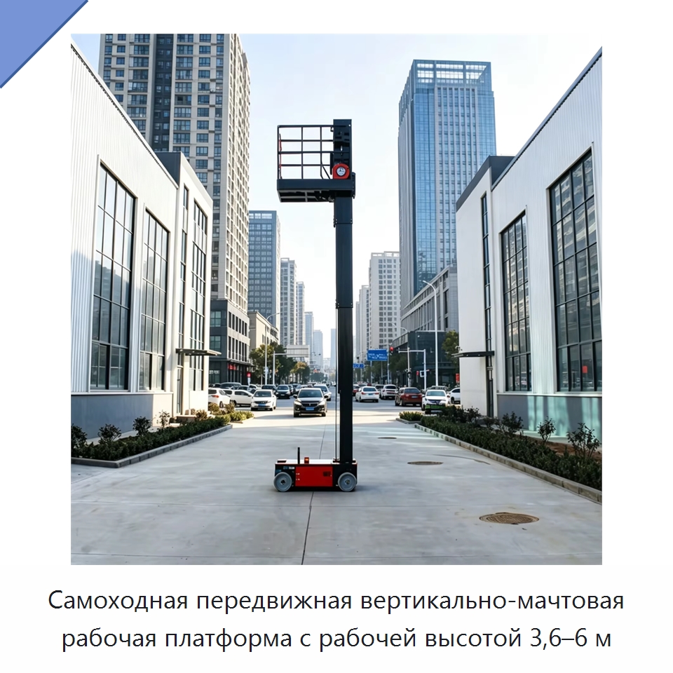 Самоходная передвижная вертикально-мачтовая рабочая платформа с рабочей высотой 3,6–6 м — Подъемные столы