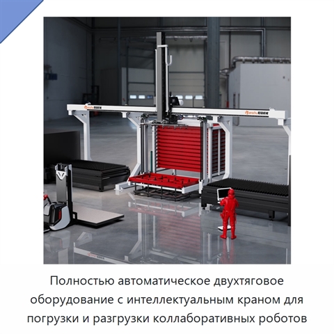 Полностью автоматическое двухтяговое оборудование с интеллектуальным краном для погрузки и разгрузки коллаборативных роботов