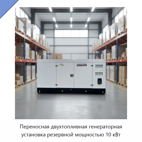 Переносная двухтопливная генераторная установка резервной мощностью 10 кВт